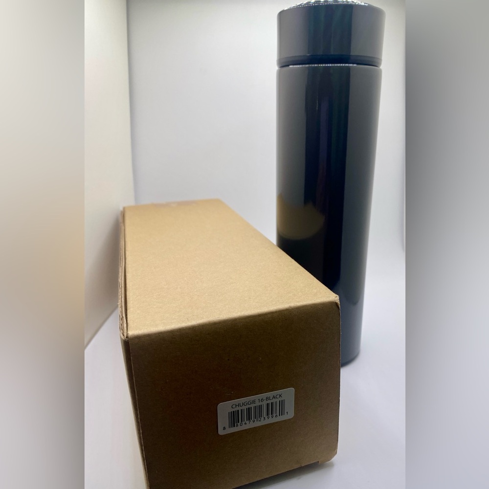 Lug Chuggie New in Box Travel Water Bottle Glossy Black 16 oz, Stainless Steel